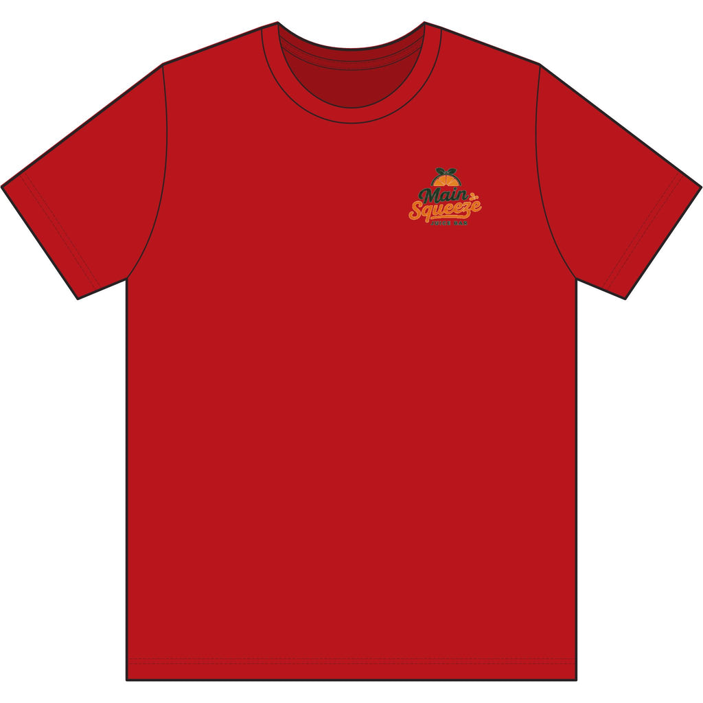 Main Squeeze Juice Bar T‑Shirt — "Your Main Source of Nutrition" Vintage Fruit Graphic